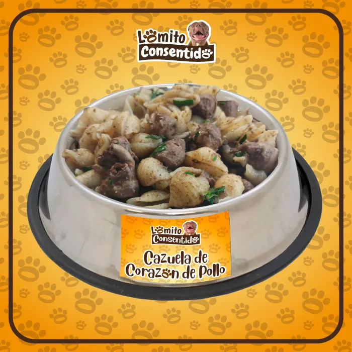 Cazuela de corazón de pollo y pasta para perros, mezcla cocinada con espinacas, presentación de 1 libra, alimento natural listo para servir que aporta proteínas, vitaminas y energía