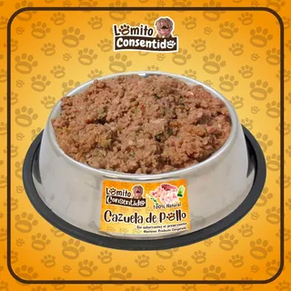 Cazuela de pollo para perros, mezcla cocinada con menudencia de pollo, papas, plátano y apio, presentación de 1 libra, alimento natural listo para servir que aporta proteínas y energía