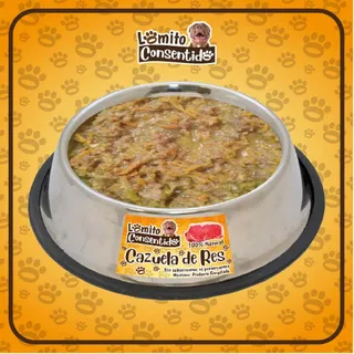 Cazuela de res para perros, mezcla cocinada con zanahoria, plátano y cúrcuma, presentación de 1 libra, alimento natural listo para servir que aporta proteínas, vitaminas y energía