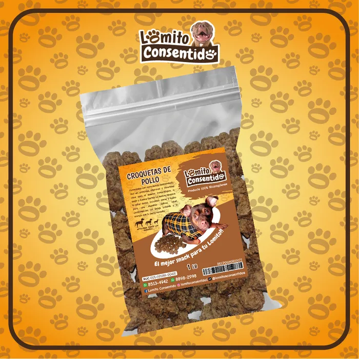 Croquetas de pollo deshidratadas para perros, paquete de 1 libra, snack saludable rico en proteínas, hierro, avena y huevo que fortalecen piel, pelaje y energía