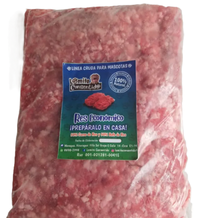Res económico cruda para perros, mezcla de carne y pulmón de res, paquete de 5 libras, fuente natural de proteínas, vitaminas y minerales