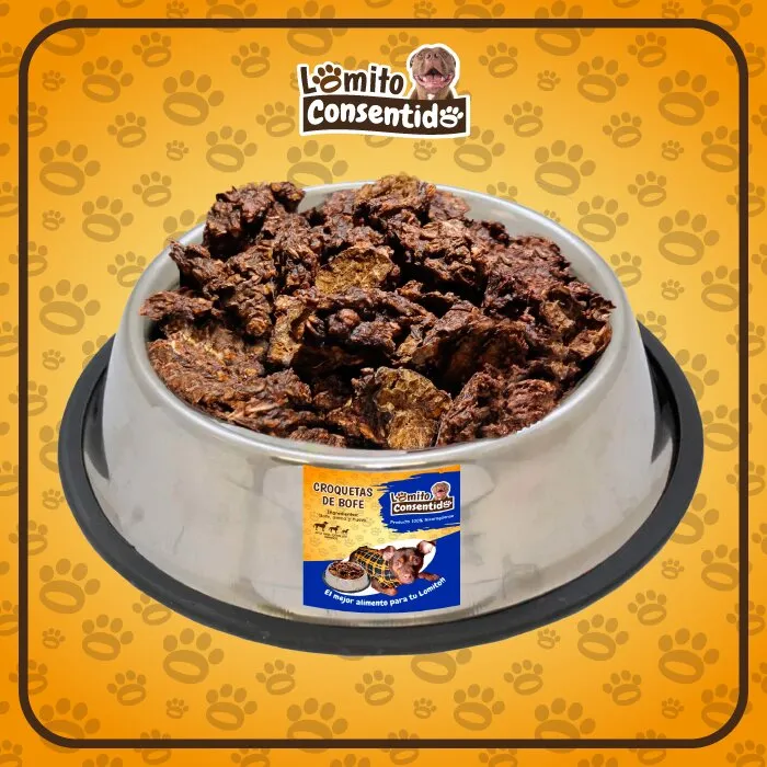 Croquetas de bofe de res deshidratadas para perros, snack natural rico en proteínas, hierro, vitamina D, avena y huevo que fortalecen piel, pelaje y energía