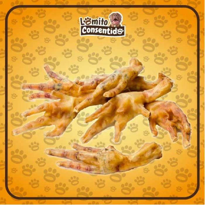 Patitas de pollo deshidratadas para perros, paquete de 6 unidades, snack natural rico en calcio, glucosamina y condroitina que favorecen articulaciones, huesos y salud dental